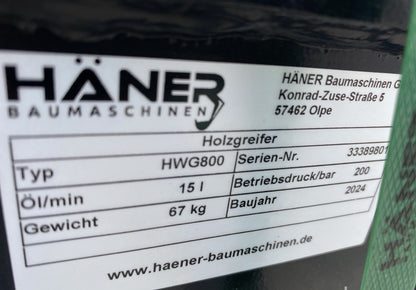 Haener HWG-1200  pinça/garra para mini escavadoras 2,5 a 4,0 T