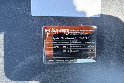 Balde de Limpeza Basculante Haener HHG5180-MS08A 1800 mm | MS10 | 10–15 Ton | Novo 2026