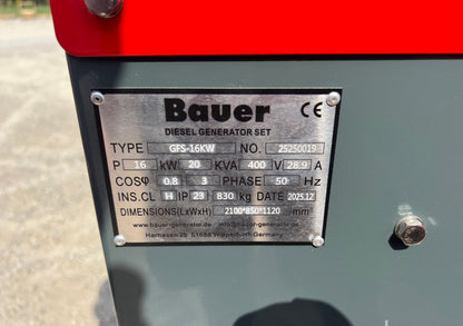 Gerador Diesel Bauer GFS-16 ATS 20 kVA Trifásico Insonorizado | Novo 2025