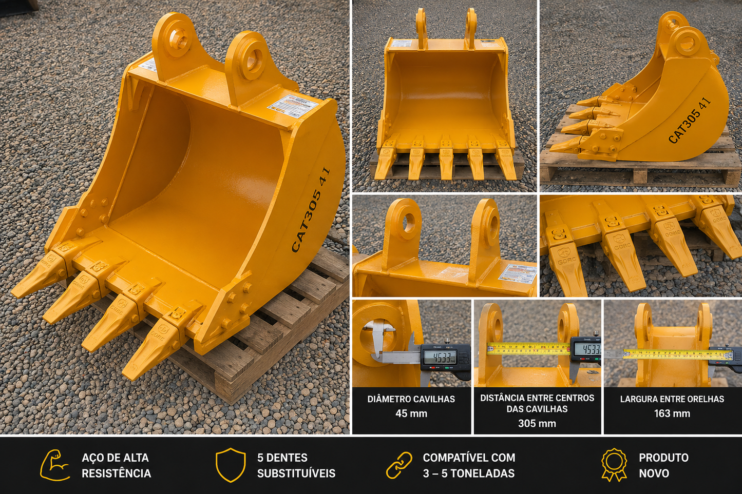 Balde para Escavadora GIYI 670 mm | 3–5 Ton | Novo 2026