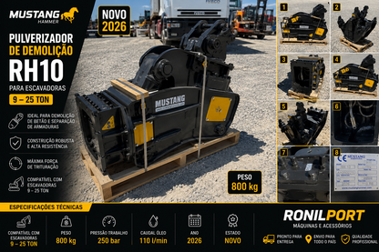 Pulverizador de Demolição Mustang RH10 para Escavadoras 9-25 Ton | Novo 2026