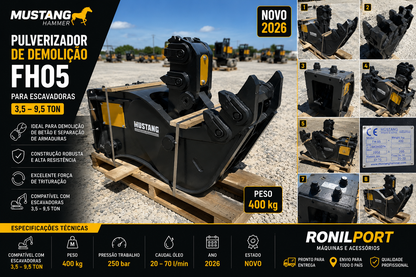 Pulverizador de Demolição Mustang FH05 para Escavadoras 3,5–9,5 Ton | Novo 2026
