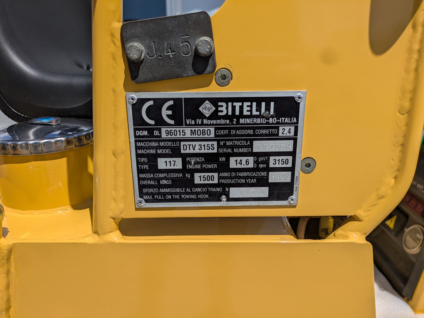 Cilindro Compactador BITELLI Paperino 315 (DTV) – 1.5 Ton – Revisto e Pintado